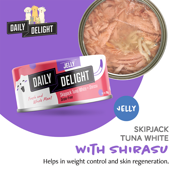 Daily Delight Skipjack Tuna White with Shirasu in Jelly Wet Cat Food 80g