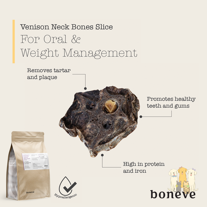 Boneve by Earthmade Air-Dried Free-Range Grass-Fed Venison Neck Bone Slice Dog Treat 100g