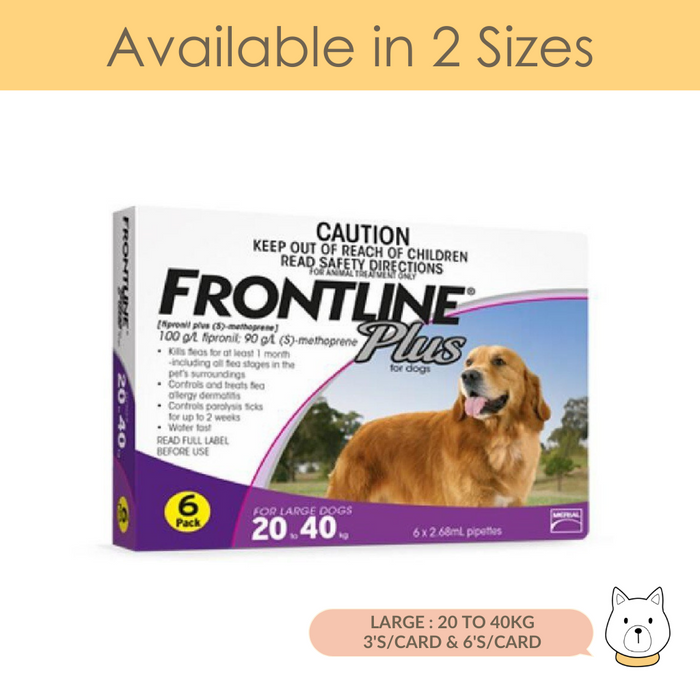 Frontline Flea & Ticks Plus Spot On for Large (20 - 40kg) Dogs