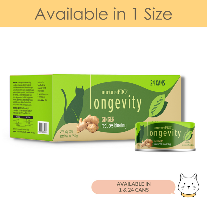 Nurture Pro Longevity Grain-Free Chicken & Skipjack Tuna Meat with Ginger Wet Cat Food 80g