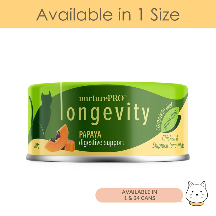 Nurture Pro Longevity Grain-Free Chicken & Skipjack Tuna Meat with Papaya Wet Cat Food 80g
