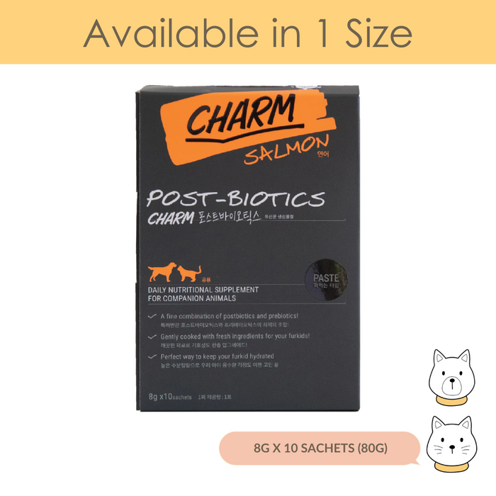 CHARM Postbiotics (Dietary Supplement) by PEPPYTAIL Salmon for Dogs and Cats 8g x 10 Days