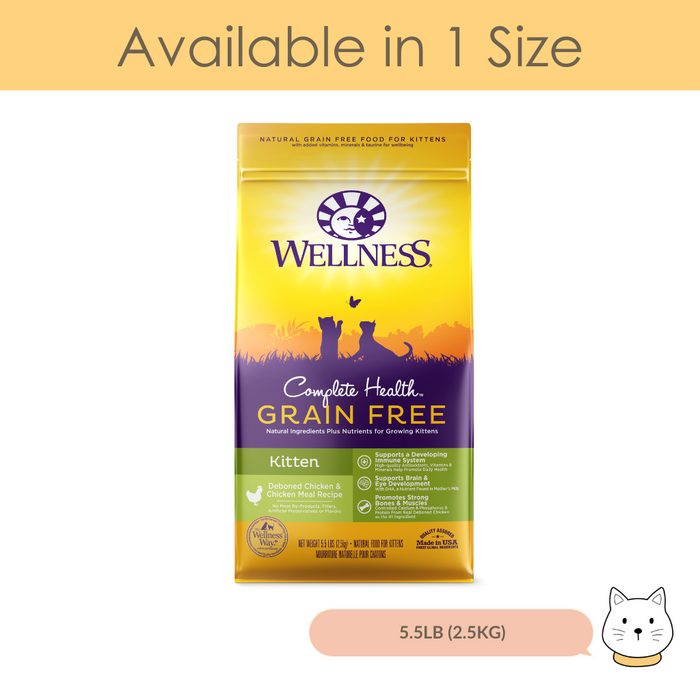 Wellness Complete Health Grain Free Kitten Dry Cat Food 5.5lbs (2.5kg)