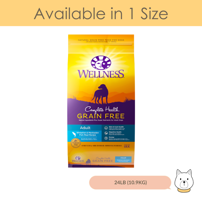 Wellness Complete Health Grain Free Adult Whitefish & Menhaden Fish Meal Dry Dog Food 24lb (10.9kg)