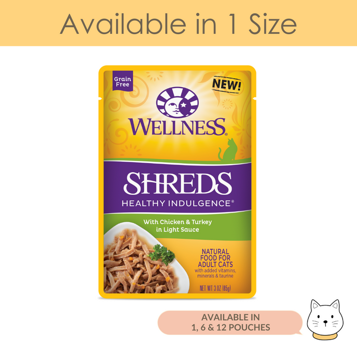Wellness Healthy Indulgence Shreds Chicken & Turkey Wet Cat Food 3oz (85g)