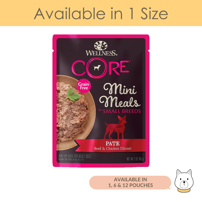 Wellness Core Small Breed Mini Meal Pâté Beef & Chicken Dinner Wet Dog Food 3oz (85g)