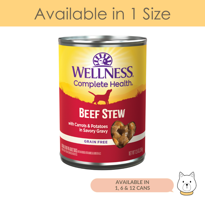 Wellness Complete Health Grain Free Beef Stew Wet Dog Food 12.5oz (345g)