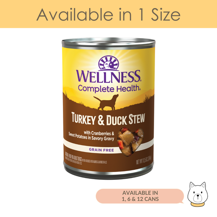 Wellness Complete Health Grain Free Turkey & Duck Stew Wet Dog Food 12.5oz (345g)
