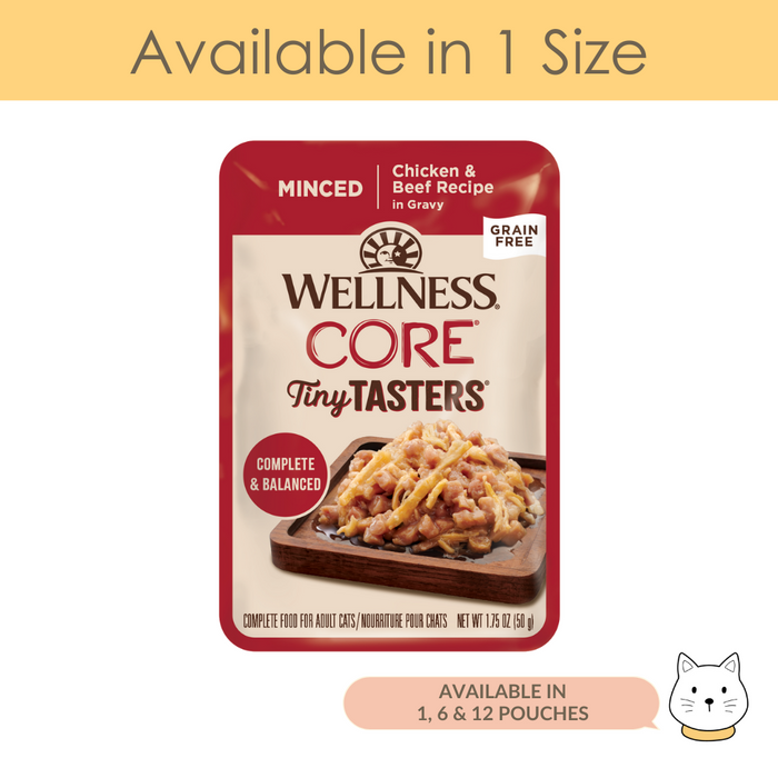 Wellness Core Tiny Tasters Minced Chicken & Beef Wet Cat Food 1.75oz (50g)