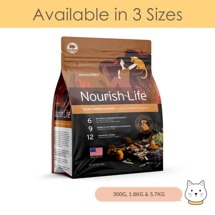 Nurture Pro Nourish Life Slow-Cooked Chicken Dry Cat Food for Mature Cat/Weight Management