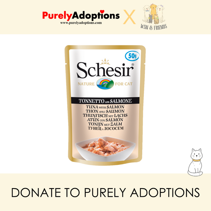 [DONATE] Schesir Tuna with Salmon Pouch Wet Cat Food 50g x 30 Pouches (1 Carton)