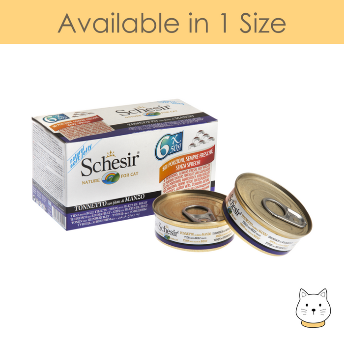 Schesir Multipack Tuna with Beef Fillets Wet Cat Food 6 x 50g