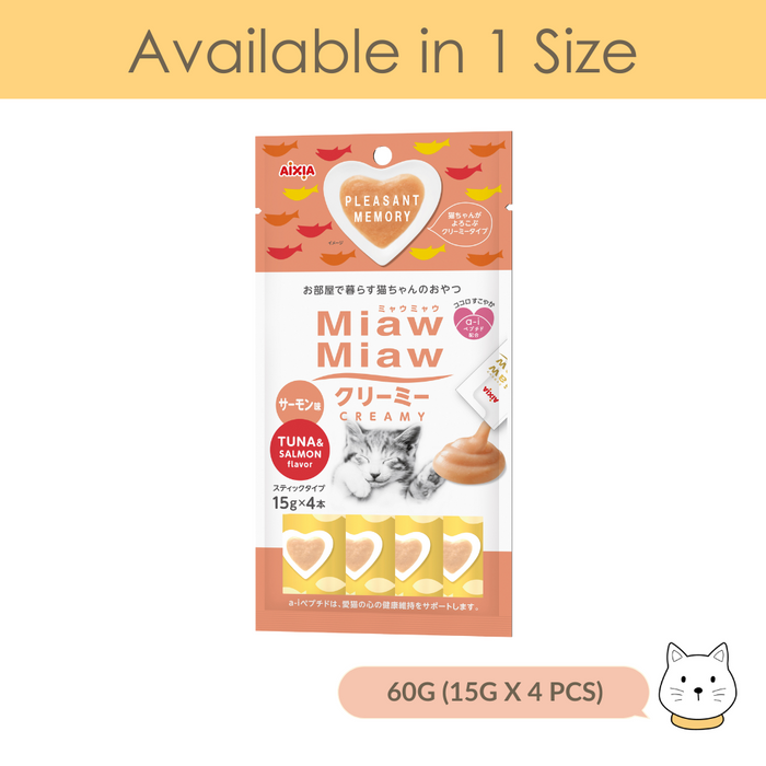 Aixia Miaw Miaw Creamy Tuna with Salmon Cat Treat 15g x 4