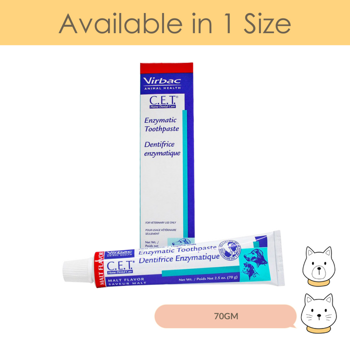 Virbac C.E.T Enzymatic Toothpaste (Malt) for Cats & Dogs 70g