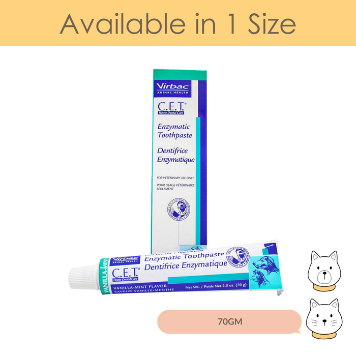 Virbac C.E.T Enzymatic Toothpaste (Vanilla-Mint) for Cats & Dogs 70g