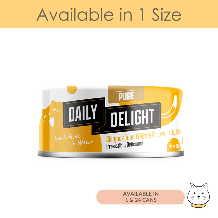 Daily Delight Pure Skipjack Tuna White & Chicken with Baby Clam Wet Cat Food 80g