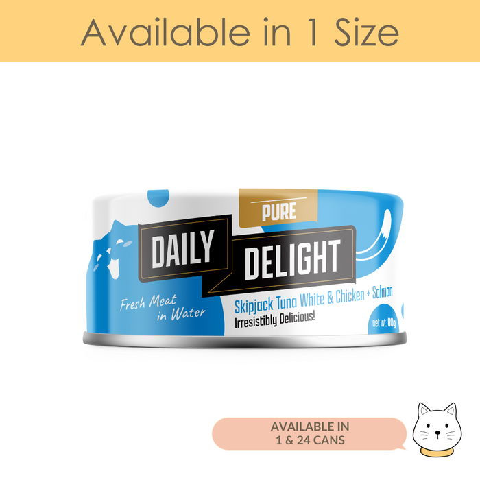 Daily Delight Pure Skipjack Tuna White & Chicken with Salmon Wet Cat Food 80g