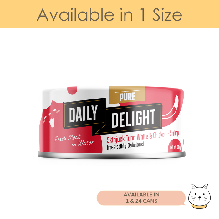Daily Delight Pure Skipjack Tuna White & Chicken with Shrimp Wet Cat Food 80g