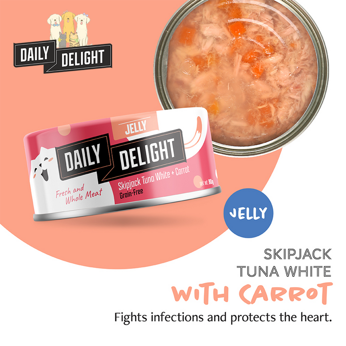 Daily Delight Skipjack Tuna White with Carrot in Jelly Wet Cat Food 80g