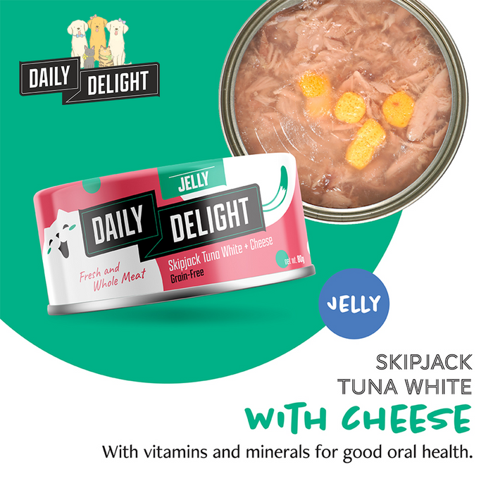 Daily Delight Skipjack Tuna White with Cheese in Jelly Wet Cat Food 80g