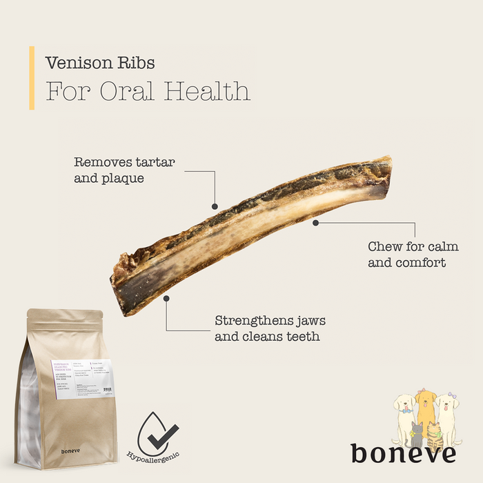 Boneve by Earthmade Air-Dried Free-Range Grass-Fed Venison Ribs Dog Treat 200g