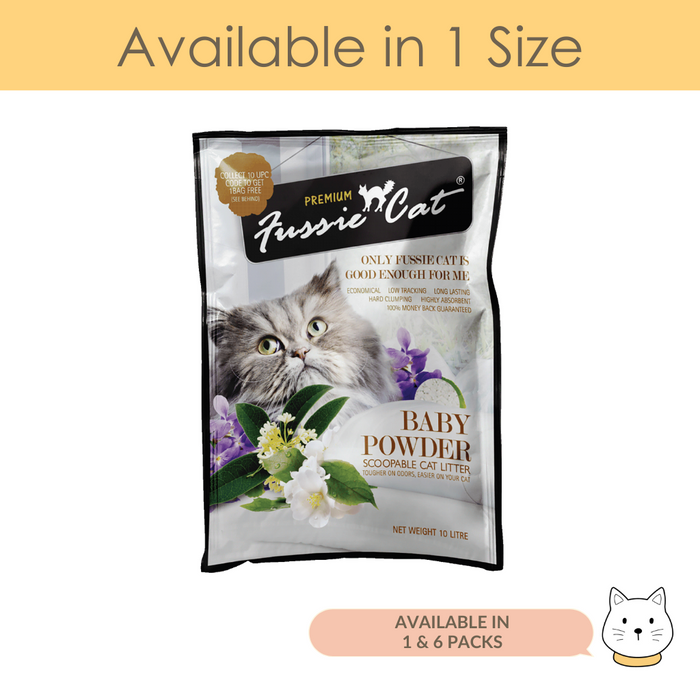 Fussie Cat Bentonite Cat Litter Baby Powder 10L (4.3kg)