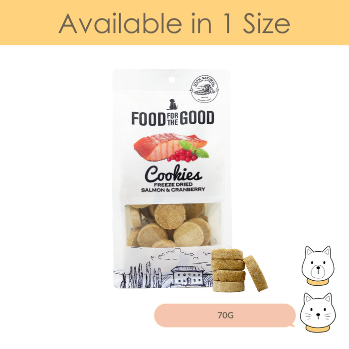 Food For The Good Freeze Dried Cookies Salmon & Cranberry Cat & Dog Treat 70g