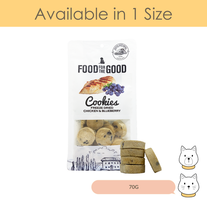 Food For The Good Freeze Dried Cookies Chicken & Blueberry Cat & Dog Treat 70g