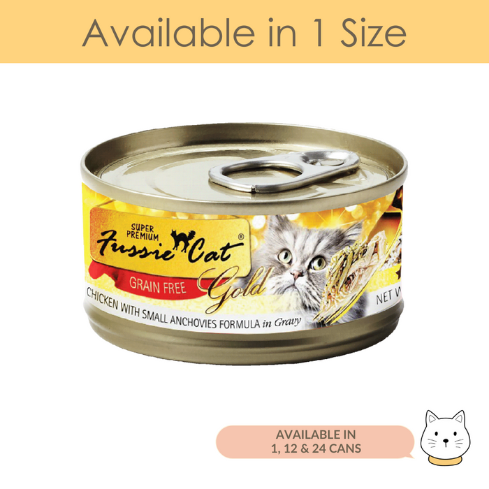 Fussie Cat Gold Label Chicken with Small Anchovies in Gravy Wet Cat Food 80g