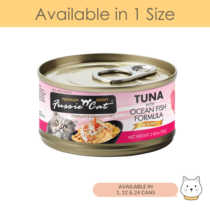 Fussie Cat Black Label Premium Tuna with Ocean Fish in Gravy Wet Cat Food 80g