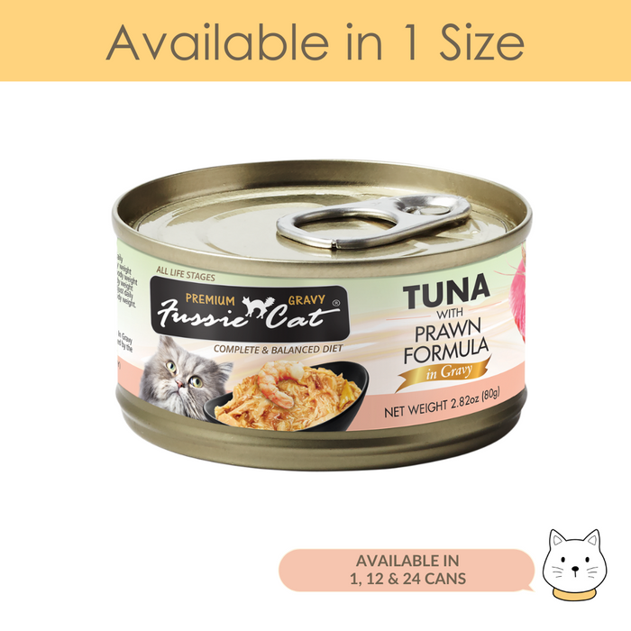 Fussie Cat Black Label Premium Tuna with Prawn in Gravy Wet Cat Food 80g
