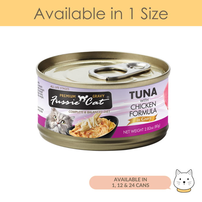 Fussie Cat Black Label Premium Tuna with Chicken in Gravy Wet Cat Food 80g