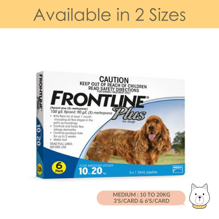 Frontline Flea & Ticks Plus Spot On for Medium (10 - 20kg) Dogs