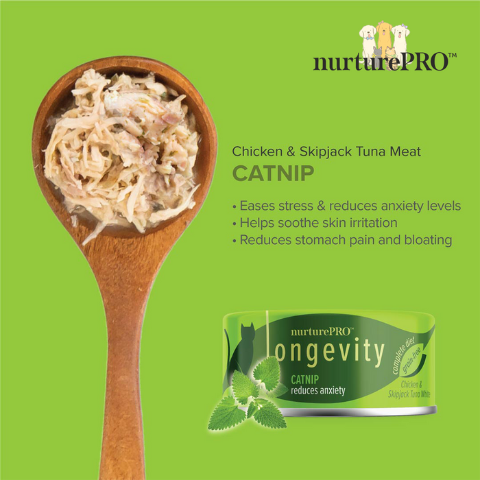 Nurture Pro Longevity Grain-Free Chicken & Skipjack Tuna Meat with Catnip Wet Cat Food 80g