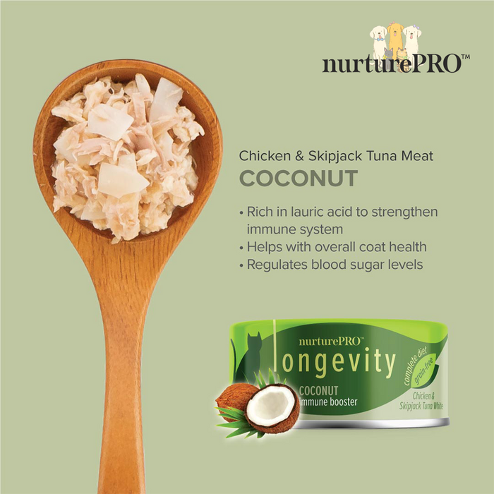 Nurture Pro Longevity Grain-Free Chicken & Skipjack Tuna Meat with Coconut Wet Cat Food 80g
