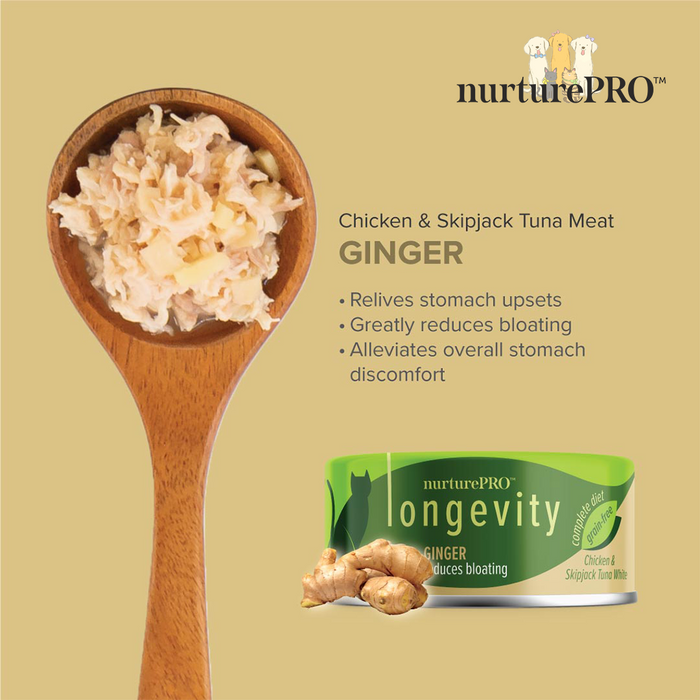 Nurture Pro Longevity Grain-Free Chicken & Skipjack Tuna Meat with Ginger Wet Cat Food 80g