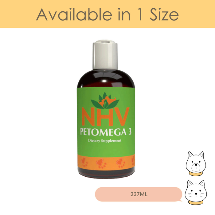 NHV Petomega 3 Dietary Supplement for Dogs & Cats 237ml
