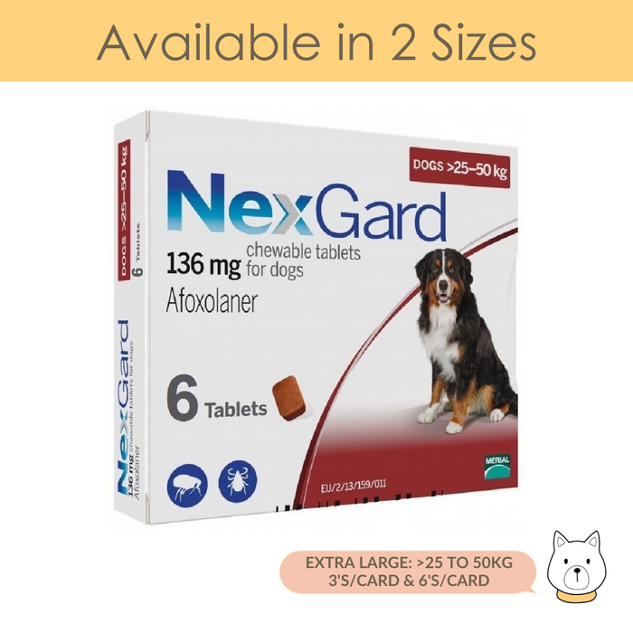 NexGard Flea & Ticks Chews (Red) for Extra Large Dogs (>25-50kg)