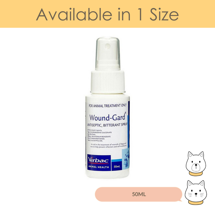 Virbac Wound Gard Antiseptic Bitterant Spray For Cats & Dogs 50ml