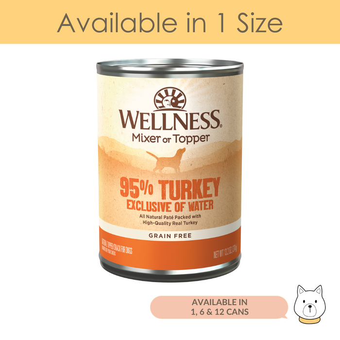 Wellness Grain Free 95% Turkey Wet Dog Food 13.2oz (374g)