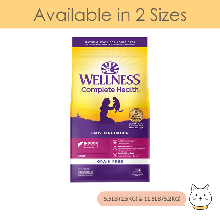 Wellness Complete Health Grain Free Indoor (Salmon & Herring Meal) Dry Cat Food