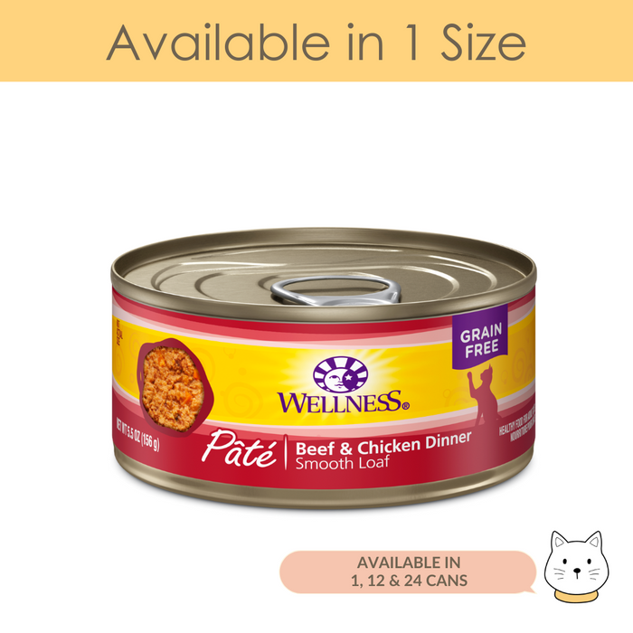 Wellness Complete Health Pate Beef & Chicken Wet Cat Food 5.5oz (156g)