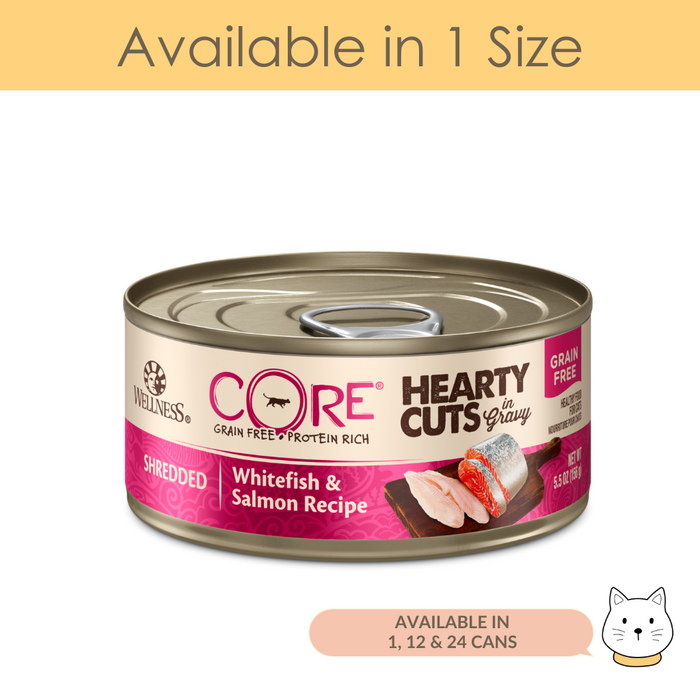 Wellness Core Hearty Cuts in Gravy Shredded Whitefish & Salmon Wet Cat Food 5.5oz (156g)