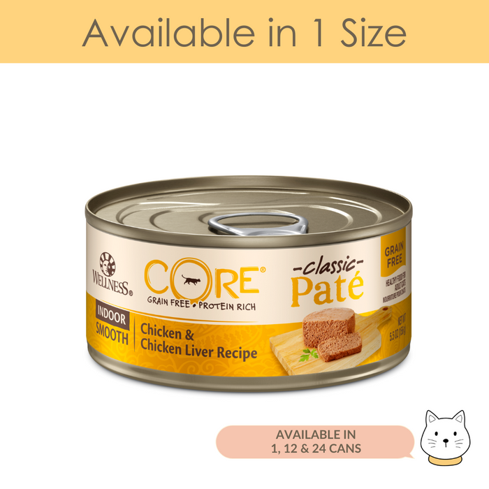 Wellness Core Classic Pate Indoor Chicken & Chicken Liver Wet Cat Food 5.5oz (156g)