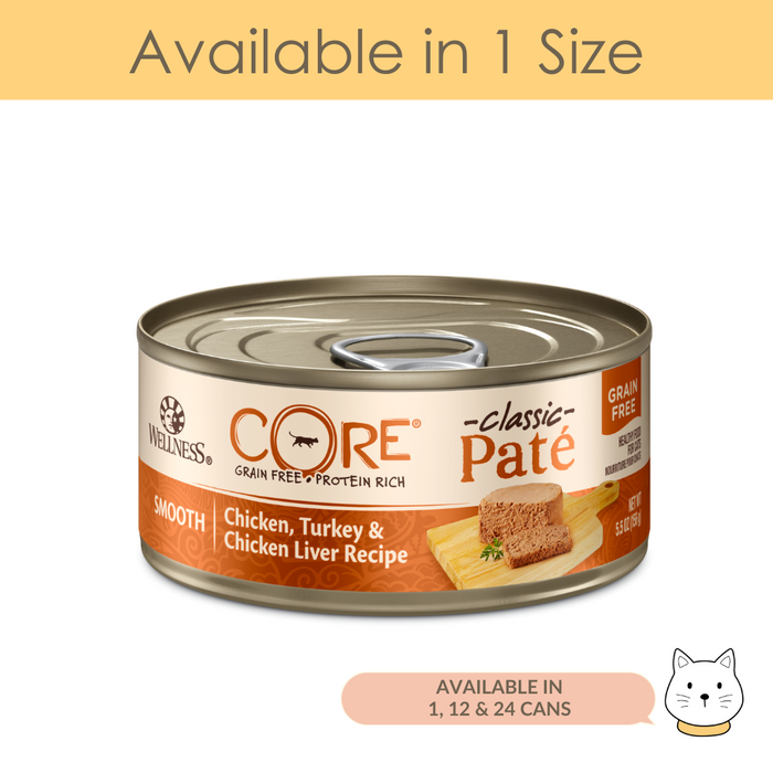 Wellness Core Classic Pate Chicken, Turkey & Chicken Liver Wet Cat Food 5.5oz (156g)