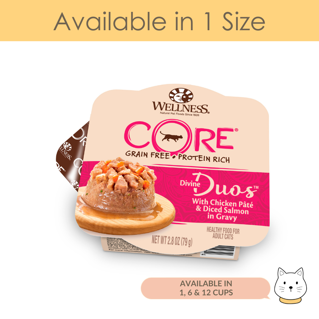 Wellness Core Duo Chicken Pate Diced Salmon Wet Cat Food 2.8oz 79g