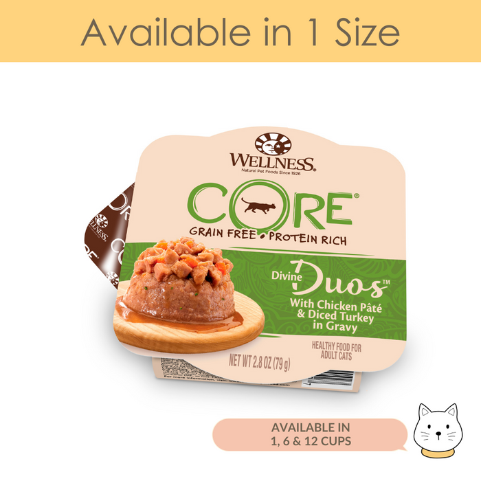 Wellness Core Duo Chicken Pate & Diced Turkey Wet Cat Food 2.8oz (79g)