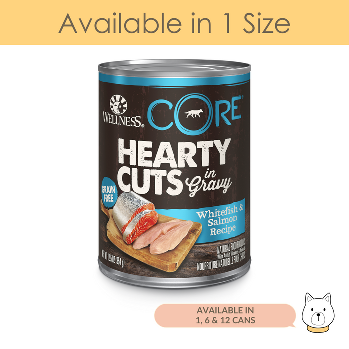 Wellness Hearty Cuts in Gravy Whitefish & Salmon Wet Dog Food 12.5oz (345g)