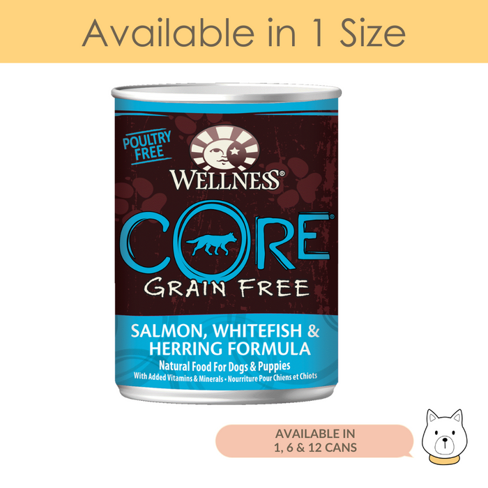 Wellness Core Grain Free Salmon, Whitefish & Herring Wet Dog Food 12.5oz (345g)