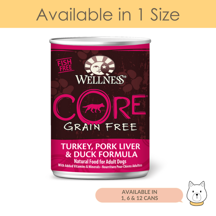 Wellness Core Grain Free Turkey, Pork Liver & Duck Wet Dog Food 12.5oz (345g)